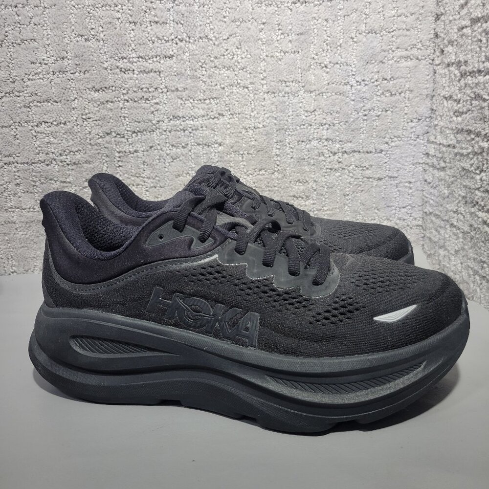 Hoka One One Bondi 9 Wide Womens Size Us 9D Triple Black Lace Up Running Shoes